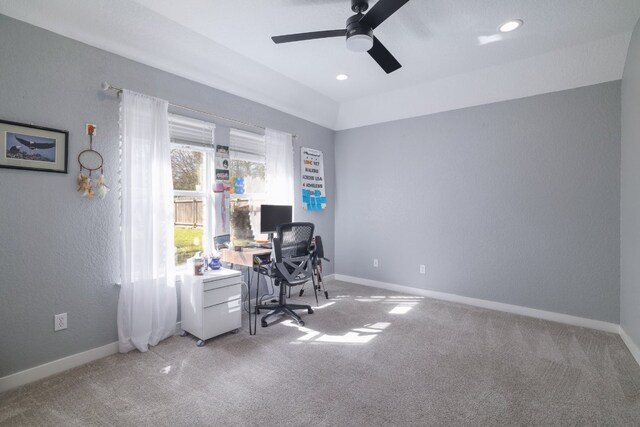 30228 Saint Andrews Dr, Georgetown, TX 78628 - carpeted office space with a ceiling fan and recessed lighting