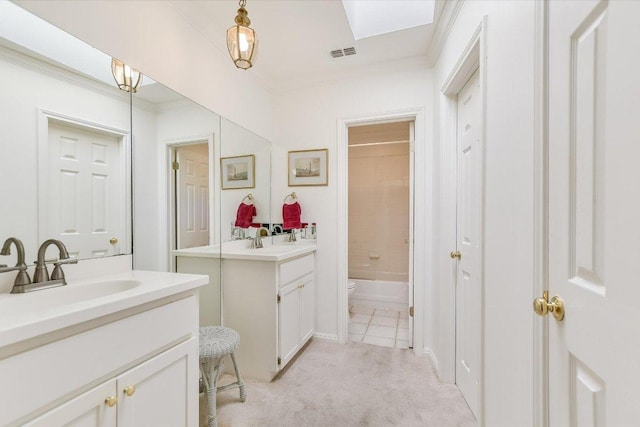 4010 Lewis Ln, Austin, TX 78756 - bathroom featuring vanity, crown molding, shower / bathtub combination, and toilet