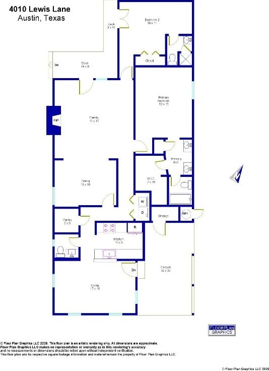 4010 Lewis Ln, Austin, TX 78756 - floor plan / room layout