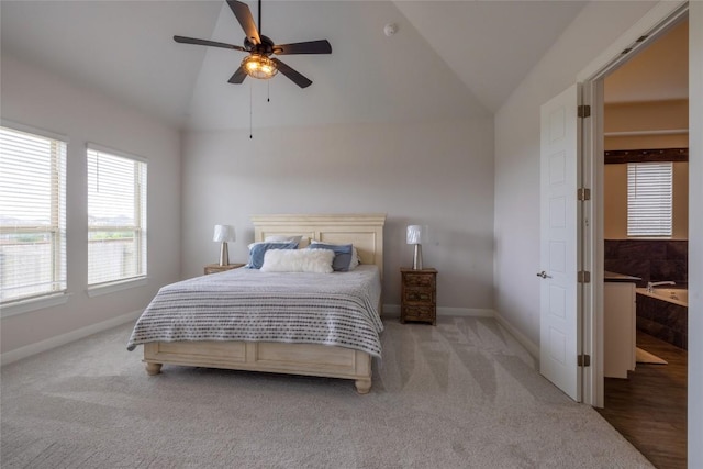 896 Spinnaker Loop, Kyle, TX 78640 - carpeted bedroom featuring vaulted ceiling and a ceiling fan