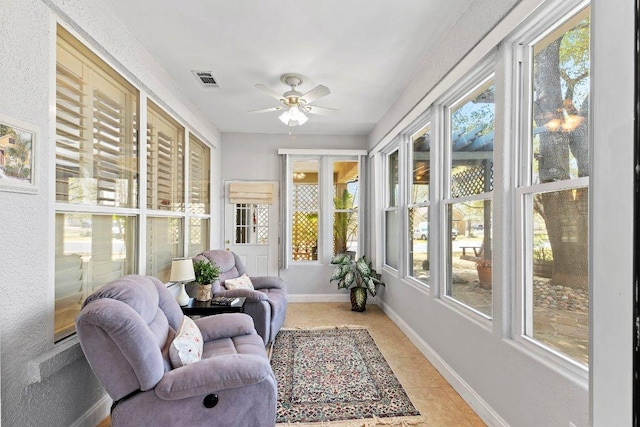 100 Blacksmiths Cir, Georgetown, TX 78633 - sunroom with ceiling fan and tile patterned flooring