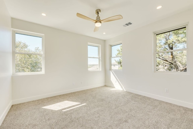 3014 Brass Buttons Trl, Austin, TX 78734 - unfurnished room featuring healthy amount of natural light, carpet, recessed lighting, and a ceiling fan