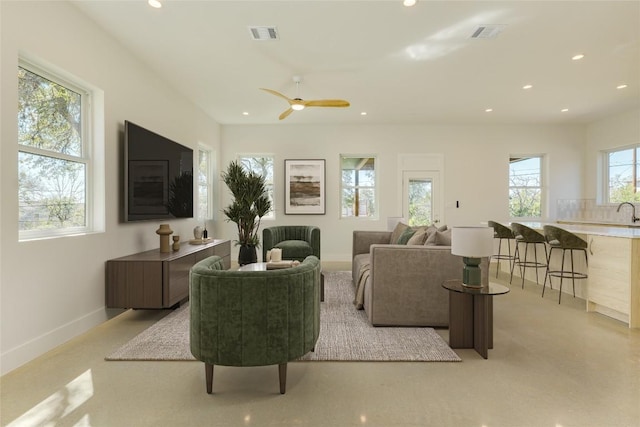 3014 Brass Buttons Trl, Austin, TX 78734 - living room featuring recessed lighting and a ceiling fan