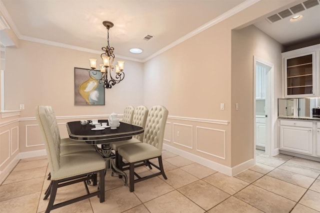 407 Breezeway Ln, Georgetown, TX 78633 - dining space featuring visible vents, a notable chandelier, and a decorative wall