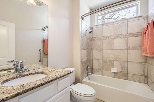 407 Breezeway Ln, Georgetown, TX 78633 - full bathroom featuring toilet, visible vents, bathtub / shower combination, and vanity