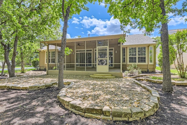 407 Breezeway Ln, Georgetown, TX 78633 - back of house with stucco siding and a sunroom