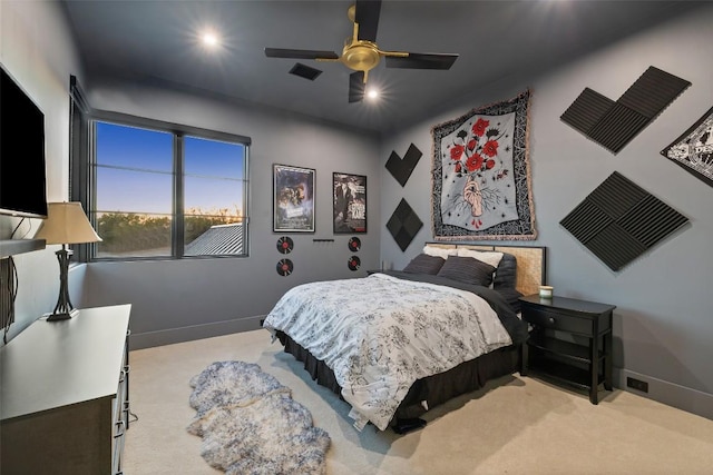 5805 Twin Peaks Trce, Austin, TX 78738 - carpeted bedroom with a ceiling fan and recessed lighting