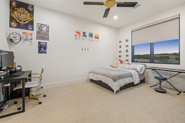 5805 Twin Peaks Trce, Austin, TX 78738 - carpeted bedroom with a desk, baseboards, and ceiling fan