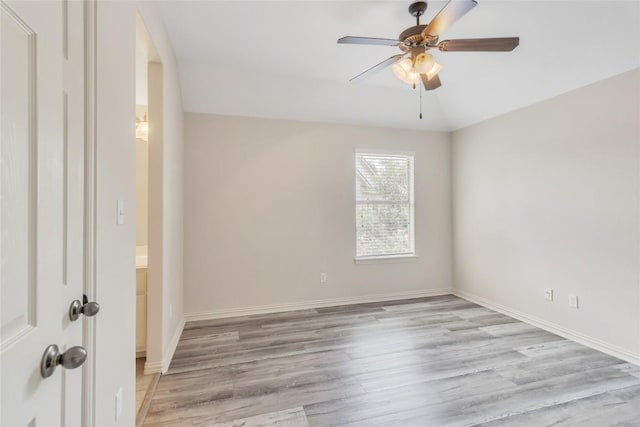 4004 Buckhaven Cv, Cedar Park, TX 78613 - empty room with a ceiling fan, light wood-style floors, and baseboards
