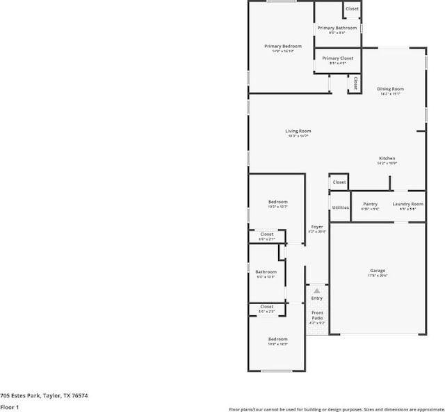 705 Estes Park, Taylor, TX 76574 - view of floor plan / room layout