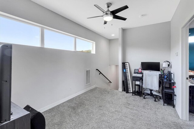 22113 Shotts Dr, Spicewood, TX 78669 - office space featuring carpet flooring, a ceiling fan, and baseboards