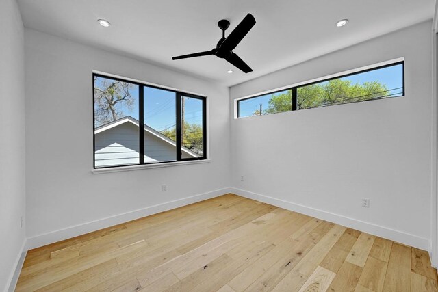 2109 Glendale Pl, Austin, TX 78704 - empty room with light wood-style floors, recessed lighting, baseboards, and a ceiling fan