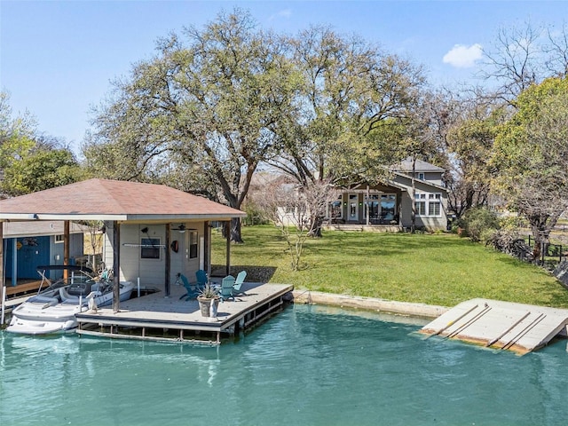 300 E Heron Dr, Marble Falls, TX 78654 - view of pool with a floating dock and a lawn