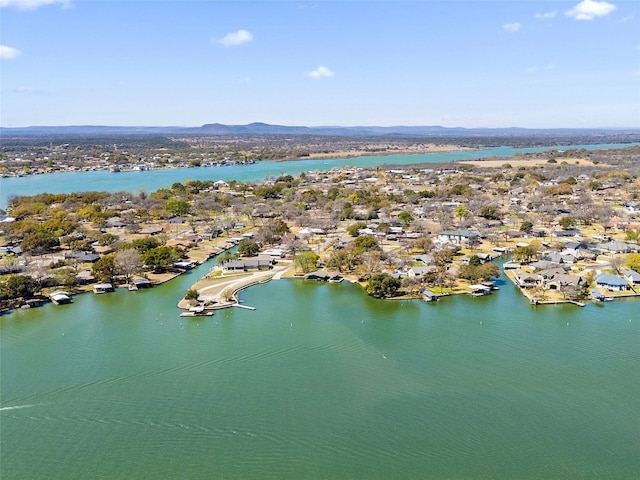 300 E Heron Dr, Marble Falls, TX 78654 - aerial perspective of suburban area with a water and mountain view