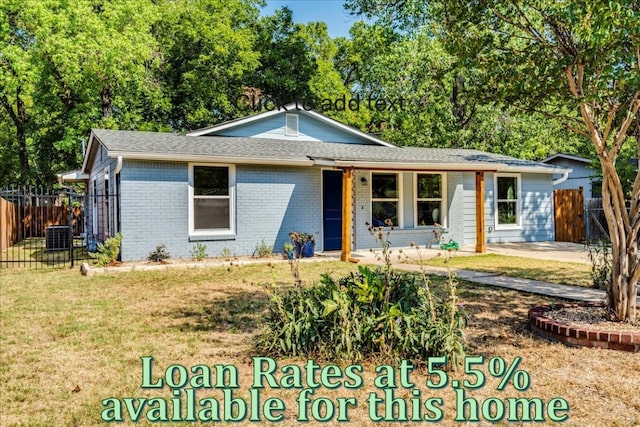 1120 Spur St, Austin, TX 78721 - view of front facade with brick siding, covered porch, and cooling unit