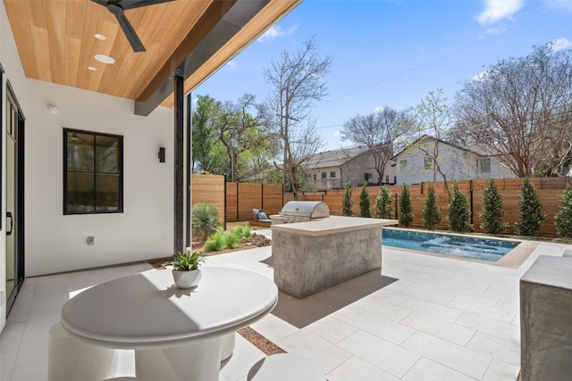2209 Bowman Ave, Austin, TX 78703 - fenced backyard with a patio and ceiling fan