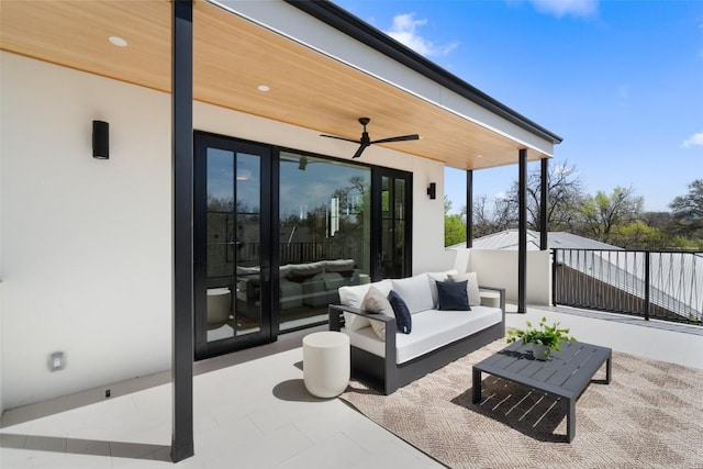 2209 Bowman Ave, Austin, TX 78703 - view of patio with an outdoor living space and ceiling fan