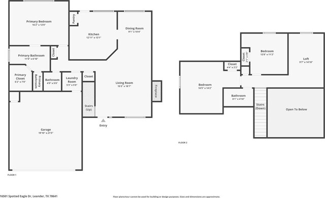 16501 Spotted Eagle Dr, Leander, TX 78641 - view of property floor plan
