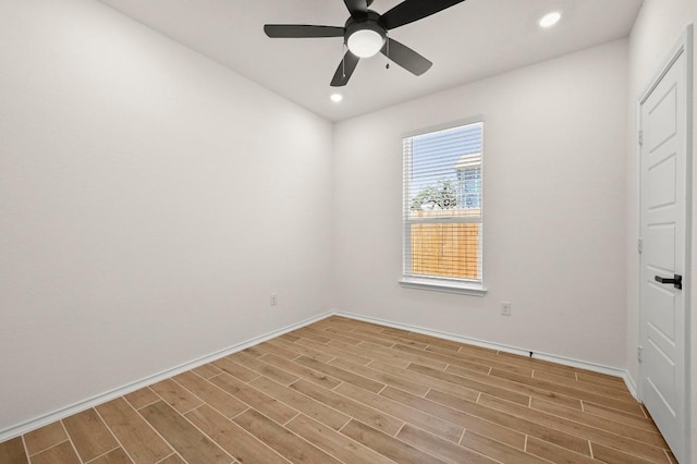 12106 Cantabria Rd, Austin, TX 78748 - empty room featuring light wood-type flooring, ceiling fan, and recessed lighting