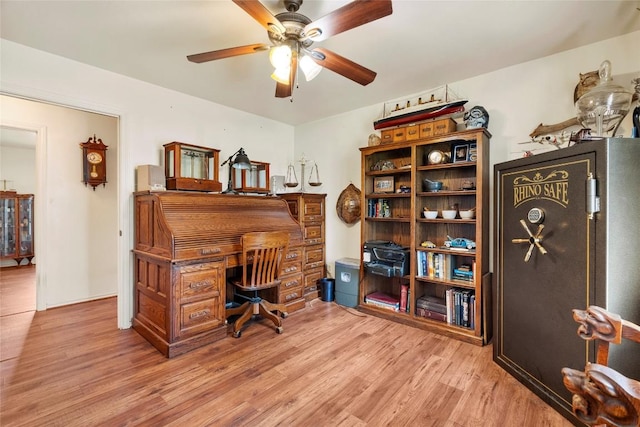491 Herron Trl, Mcdade, TX 78650 - office area with light wood-type flooring and a ceiling fan