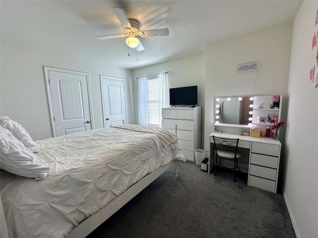 1208 Ravenside Cv, Leander, TX 78641 - bedroom featuring carpet, ceiling fan, and a closet