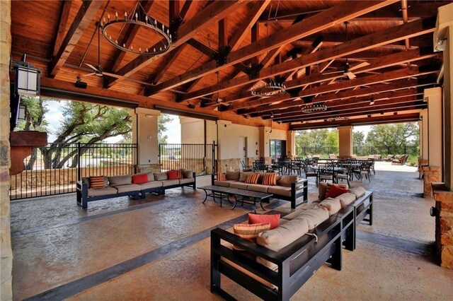 4709 Napoli Shore Dr, Leander, TX 78641 - view of patio featuring outdoor lounge area and a ceiling fan