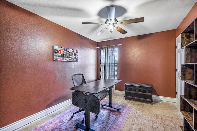 106 Remington Run, Bastrop, TX 78602 - office with a textured wall and a ceiling fan