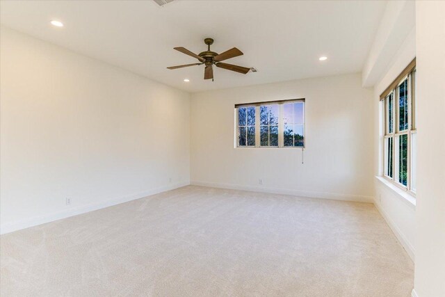 3312 Pearce Rd, Austin, TX 78730 - unfurnished room featuring light carpet, recessed lighting, a ceiling fan, and baseboards