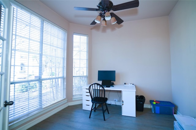 11608 Spicewood Pkwy Unit 38, Austin, TX 78750 - office area with wood finished floors and ceiling fan
