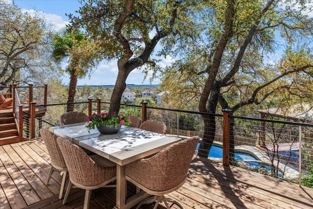 12413 Fairfax Ridge Pl, Austin, TX 78738 - wooden deck with outdoor dining area