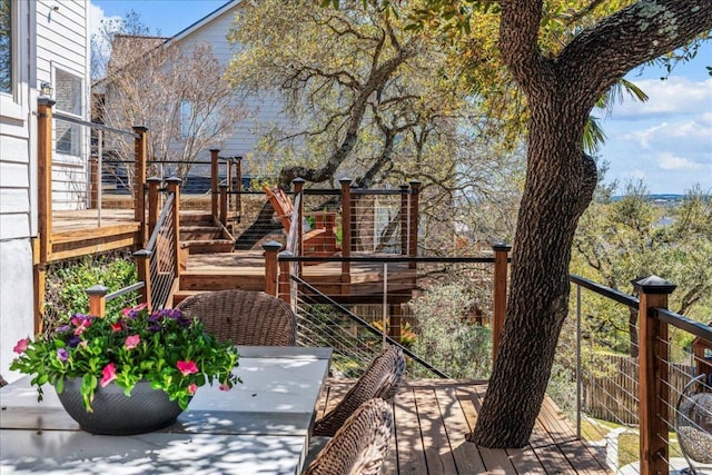 12413 Fairfax Ridge Pl, Austin, TX 78738 - wooden terrace featuring stairway