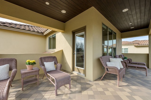 balcony with a patio area