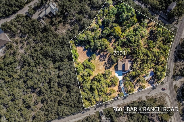 7601 Bar K Ranch Rd, Lago Vista, TX 78645 - aerial view of property's location featuring property parcel outlined