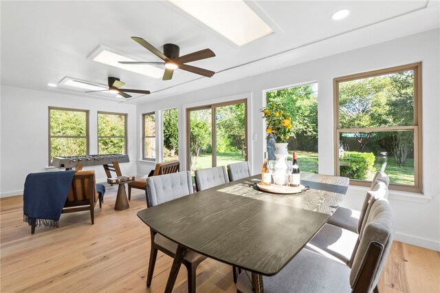 1004 Cripple Creek Dr, Austin, TX 78758 - dining area with baseboards, ceiling fan, light wood-style flooring, and recessed lighting