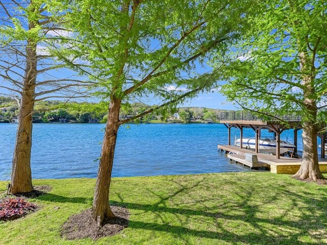 6704 Pixie Cv, Austin, TX 78746 - dock featuring a water view and a lawn