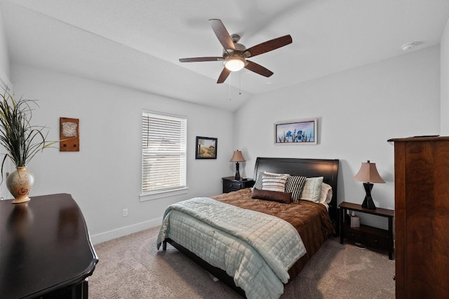 217 Palio Pl, Georgetown, TX 78628 - carpeted bedroom with baseboards, lofted ceiling, and a ceiling fan