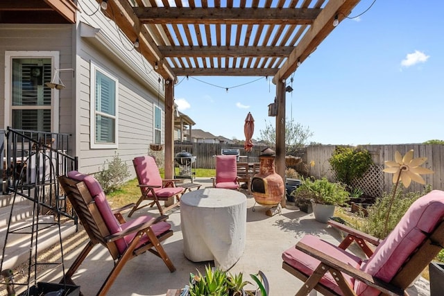 217 Palio Pl, Georgetown, TX 78628 - fenced backyard featuring a pergola and a patio