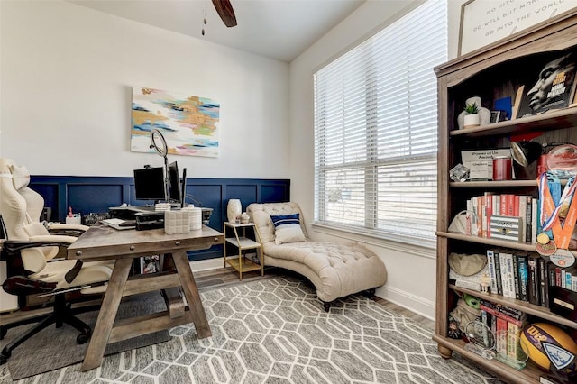 212 Tovas Secret Cv, Georgetown, TX 78628 - office featuring wood finished floors and a ceiling fan
