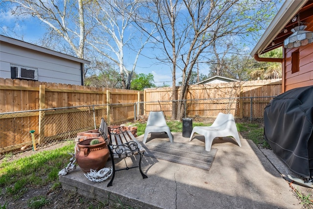 view of patio / terrace with a fenced backyard and grilling area