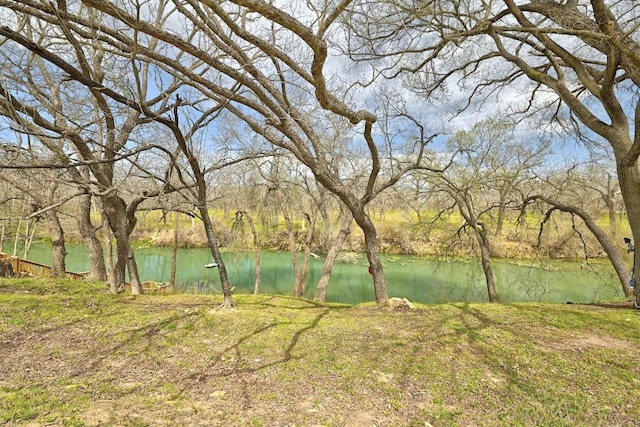 view of yard with a water view