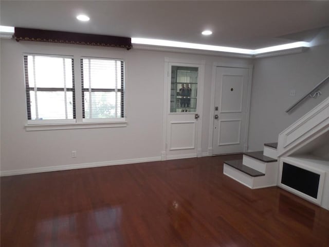 3501 Greystone Dr Unit 3501, Austin, TX 78731 - entryway with wood finished floors, stairs, and recessed lighting