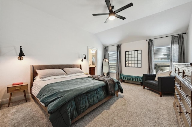 1909 Bobbywoods Ln, Manchaca, TX 78652 - bedroom with multiple windows, baseboards, light carpet, and lofted ceiling
