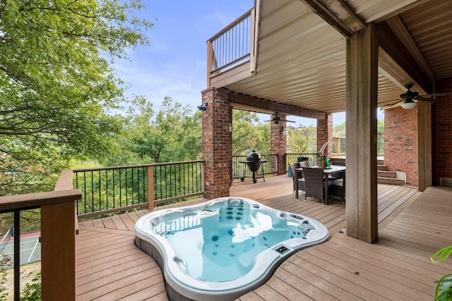 2807 Round Table Rd, Austin, TX 78746 - deck with outdoor dining space and ceiling fan