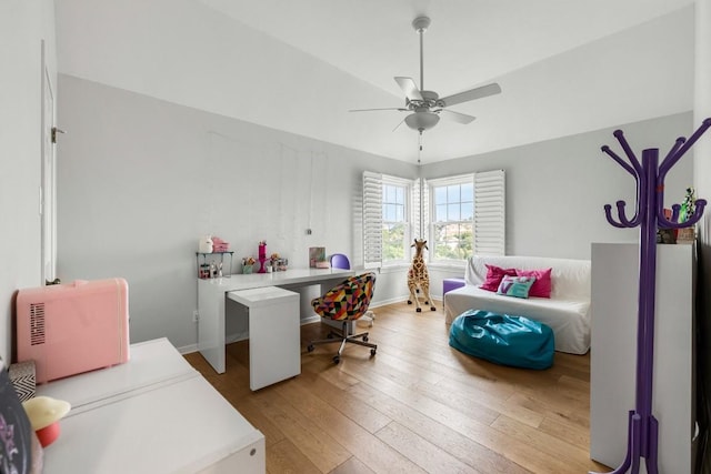 2807 Round Table Rd, Austin, TX 78746 - home office with ceiling fan and light wood-style floors