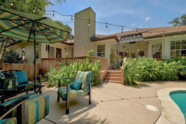 314 Hurst Creek Rd, Lakeway, TX 78734 - view of patio with a wooden deck and an outdoor living space