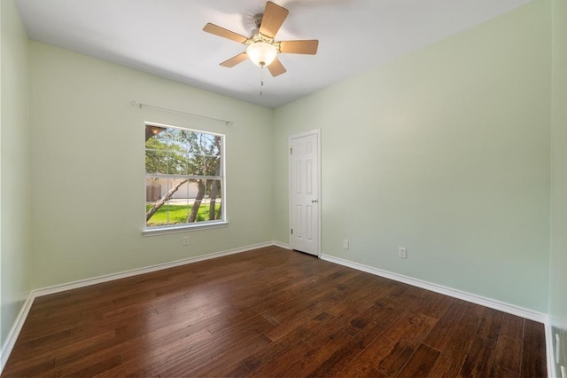 314 Hurst Creek Rd, Lakeway, TX 78734 - unfurnished room with dark wood-style flooring, baseboards, and a ceiling fan