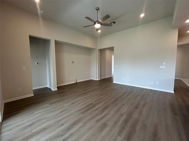 8217 Grenadier Dr, Austin, TX 78738 - empty room featuring ceiling fan and wood finished floors