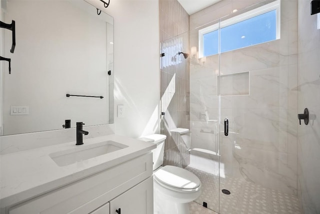 6301 Bristol Cir Unit 1, Austin, TX 78723 - bathroom with vanity, a shower stall, and toilet