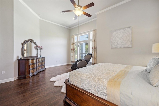 1600 Morning Moon Cir, Austin, TX 78732 - bedroom featuring wood finished floors, crown molding, ceiling fan, and high vaulted ceiling