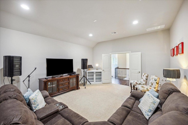 1600 Morning Moon Cir, Austin, TX 78732 - living room featuring lofted ceiling and recessed lighting